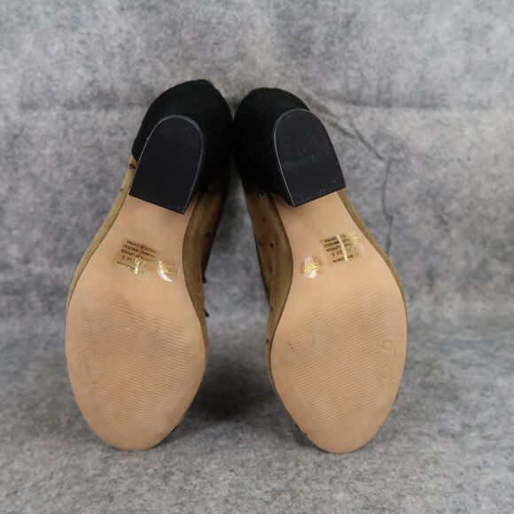 Jessica Simpson Shoes Womens 8.5 Bootie Fringe Open Toe Two Tone Leather Fashion - Picture 10 of 13